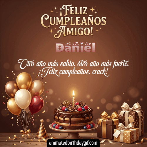 GIF animado de cumpleaños Mi Amigo Daniel diseño 10