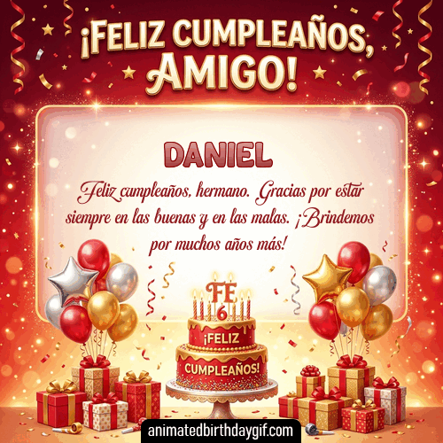 GIF animado de cumpleaños Mi Amigo Daniel diseño 8