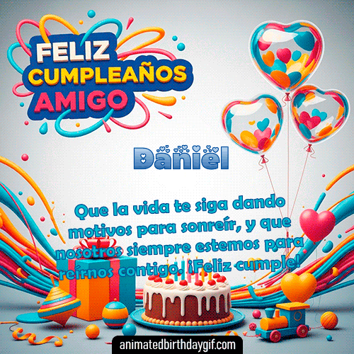 GIF animado de cumpleaños Mi Amigo Daniel diseño 6