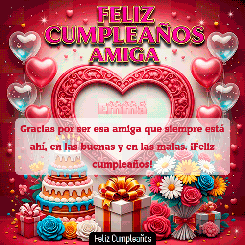 GIF animado de cumpleaños Mi Amiga Emma diseño 6