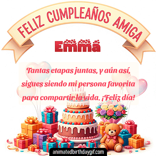 GIF animado de cumpleaños Mi Amiga Emma diseño 9