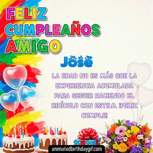 GIF animado de cumpleaños Mi Amigo José diseño 3