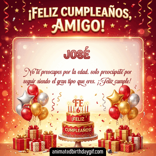 GIF animado de cumpleaños Mi Amigo José diseño 9