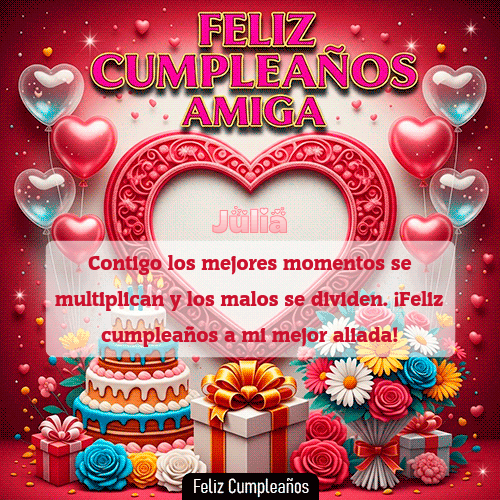 GIF animado de cumpleaños Mi Amiga Julia diseño 6