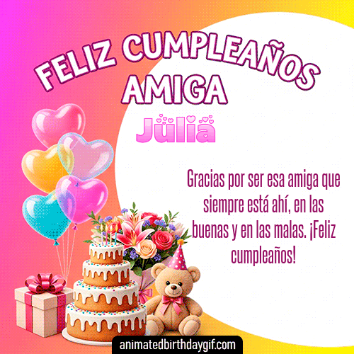 GIF animado de cumpleaños Mi Amiga Julia diseño 7