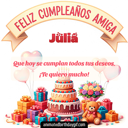 GIF animado de cumpleaños Mi Amiga Julia diseño 9