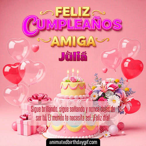 GIF animado de cumpleaños Mi Amiga Julia diseño 10