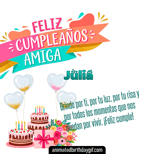 GIF animado de cumpleaños Mi Amiga Julia diseño 3
