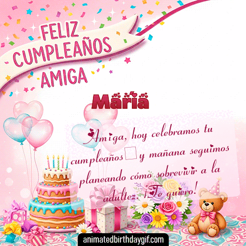 GIF animado de cumpleaños Mi Amiga María diseño 5