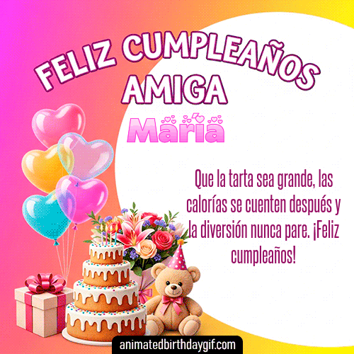 GIF animado de cumpleaños Mi Amiga María diseño 7