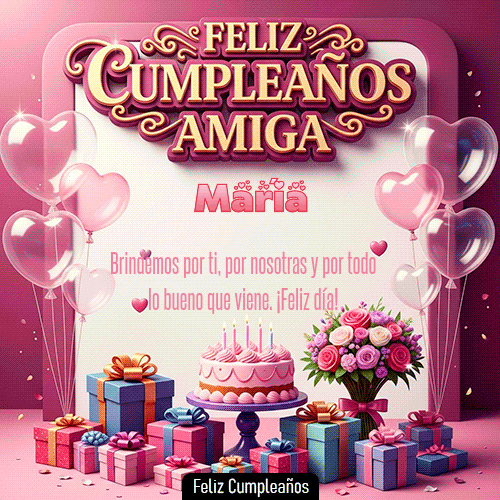 GIF animado de cumpleaños Mi Amiga María diseño 8