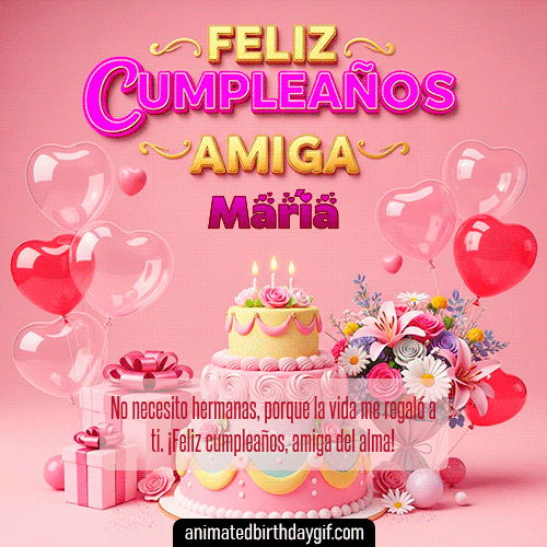 GIF animado de cumpleaños Mi Amiga María diseño 10