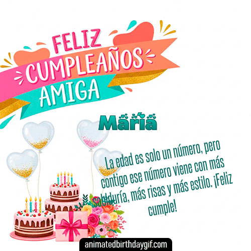 GIF animado de cumpleaños Mi Amiga María diseño 3