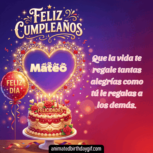 GIF animado de cumpleaños Alguien Especial Mateo diseño 3