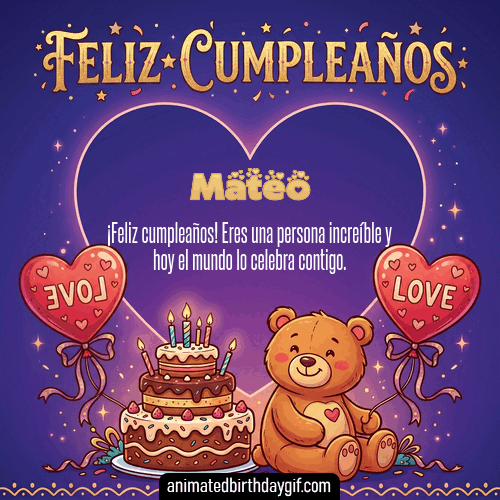 GIF animado de cumpleaños Alguien Especial Mateo diseño 12