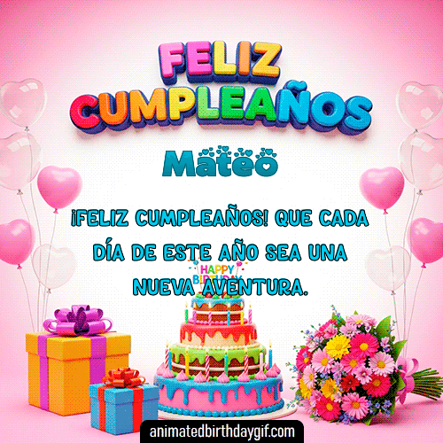 GIF animado de cumpleaños Alguien Especial Mateo diseño 13
