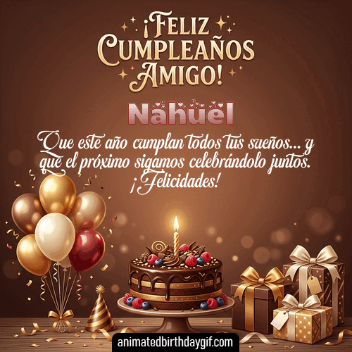 GIF animado de cumpleaños Mi Amigo Nahuel diseño 11