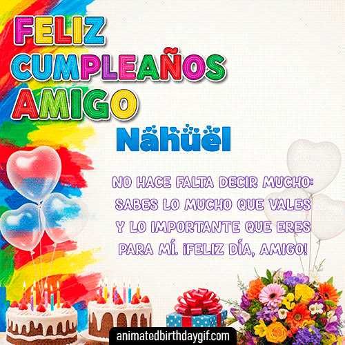 GIF animado de cumpleaños Mi Amigo Nahuel diseño 3