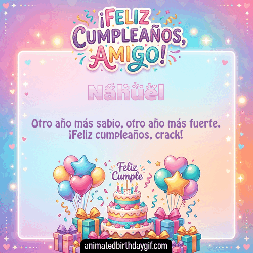 GIF animado de cumpleaños Mi Amigo Nahuel diseño 14