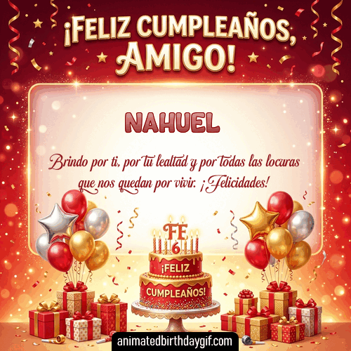 GIF animado de cumpleaños Mi Amigo Nahuel diseño 9