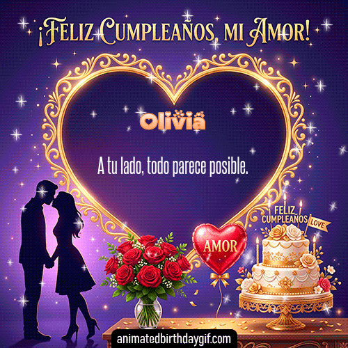 GIF animado de cumpleaños Mi Novia Olivia diseño 8