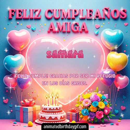 GIF animado de cumpleaños Mi Amiga Samara diseño 6