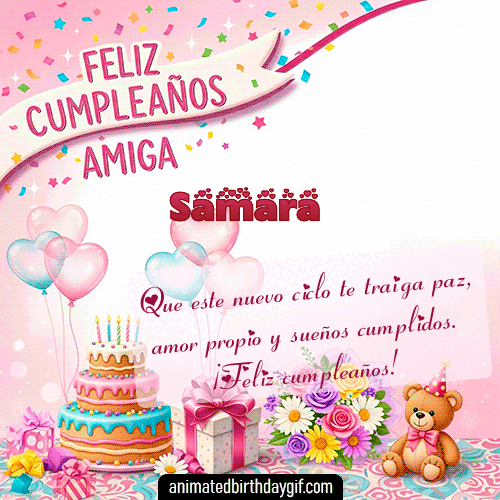 GIF animado de cumpleaños Mi Amiga Samara diseño 7