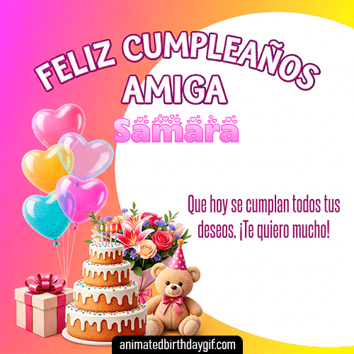 GIF animado de cumpleaños Mi Amiga Samara diseño 9