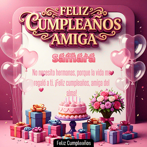 GIF animado de cumpleaños Mi Amiga Samara diseño 10