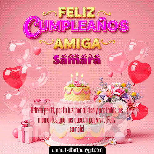 GIF animado de cumpleaños Mi Amiga Samara diseño 2