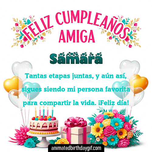 GIF animado de cumpleaños Mi Amiga Samara diseño 3