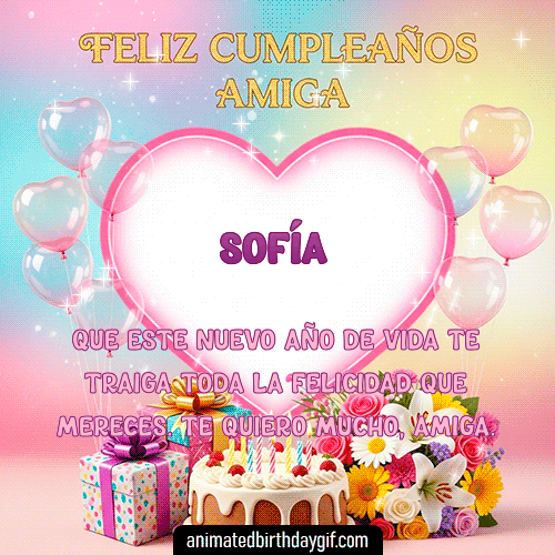 GIF animado de cumpleaños Mi Amiga Sofía diseño 4