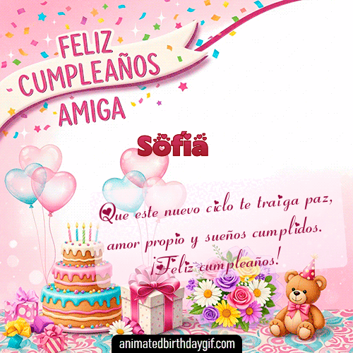 GIF animado de cumpleaños Mi Amiga Sofía diseño 7