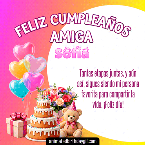 GIF animado de cumpleaños Mi Amiga Sofía diseño 9