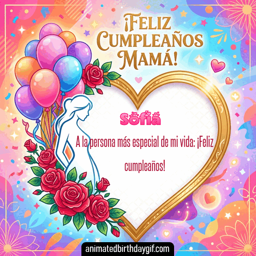 GIF animado de cumpleaños Mi Mamá Sofía diseño 2
