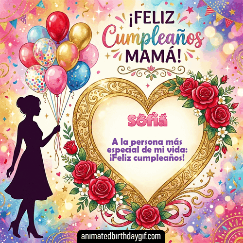 GIF animado de cumpleaños Mi Mamá Sofía diseño 4