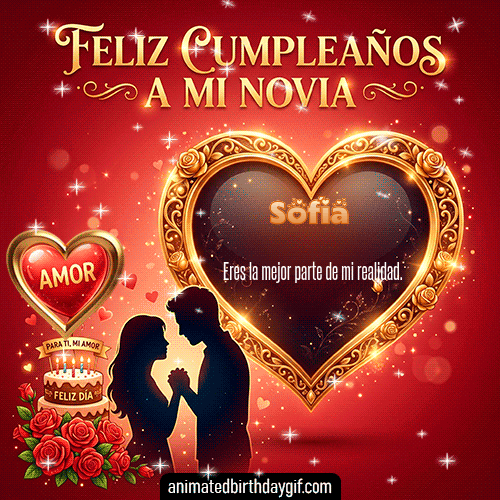 GIF animado de cumpleaños Mi Novia Sofía diseño 10