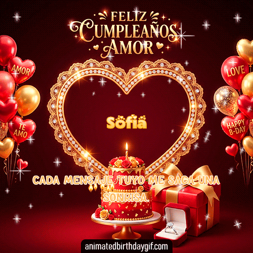 GIF animado de cumpleaños Mi Novia Sofía diseño 4