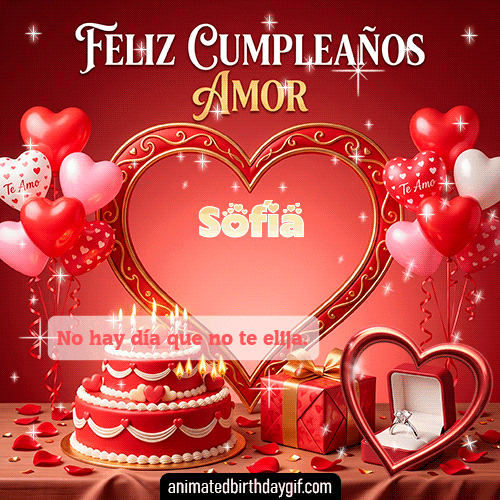 GIF animado de cumpleaños Mi Novia Sofía diseño 2