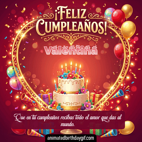 GIF animado de cumpleaños Alguien Especial Valentina diseño 8