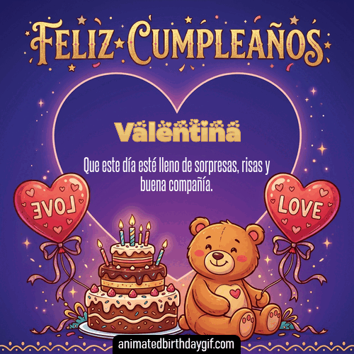 GIF animado de cumpleaños Alguien Especial Valentina diseño 2