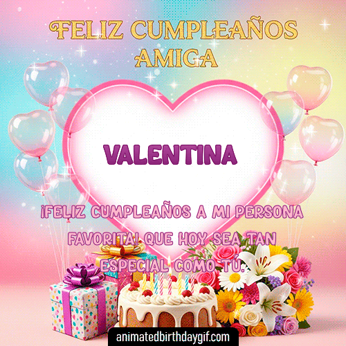 GIF animado de cumpleaños Mi Amiga Valentina diseño 4