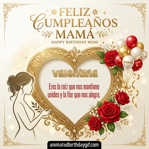 GIF animado de cumpleaños Mi Mamá Valentina diseño 11