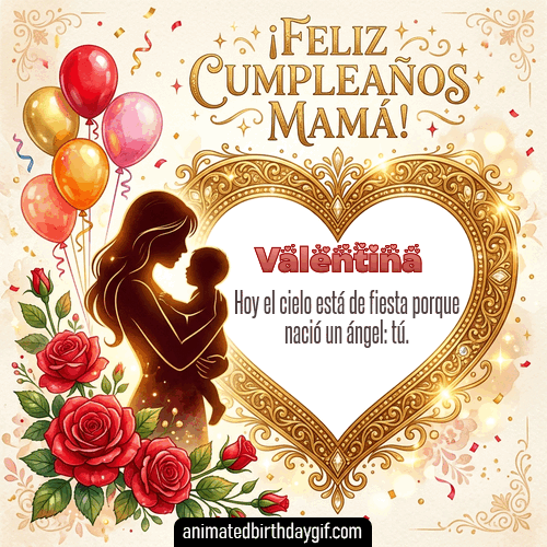 GIF animado de cumpleaños Mi Mamá Valentina diseño 10