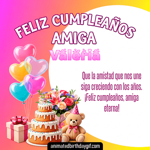 GIF animado de cumpleaños Mi Amiga Valeria diseño 9