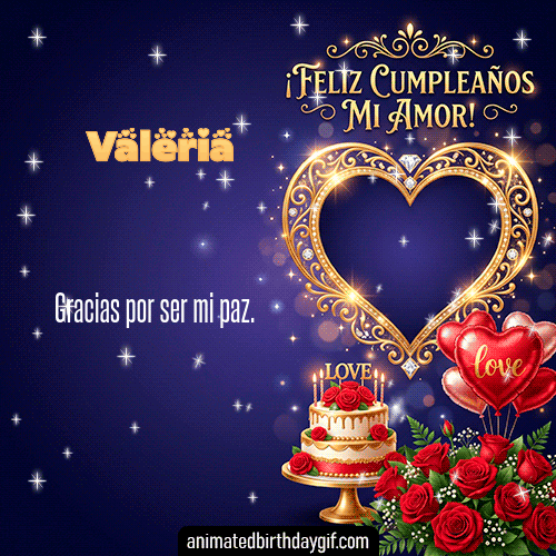 GIF animado de cumpleaños Mi Novia Valeria diseño 2