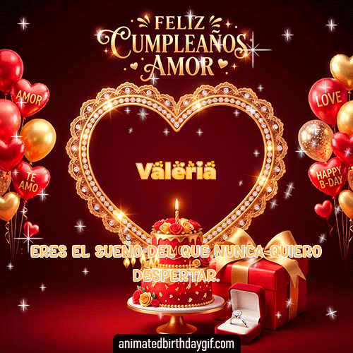 GIF animado de cumpleaños Mi Novia Valeria diseño 5