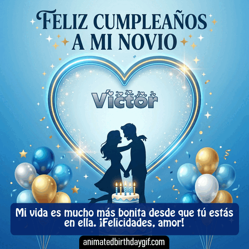 GIF animado de cumpleaños Mi Novio Víctor diseño 1