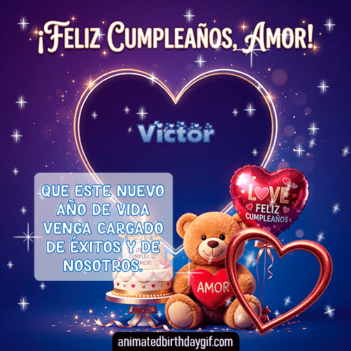 GIF animado de cumpleaños Mi Novio Víctor diseño 8