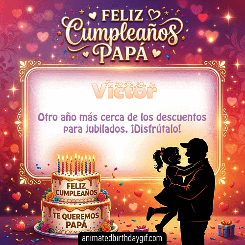 GIF animado de cumpleaños Mi Papá Víctor diseño 10